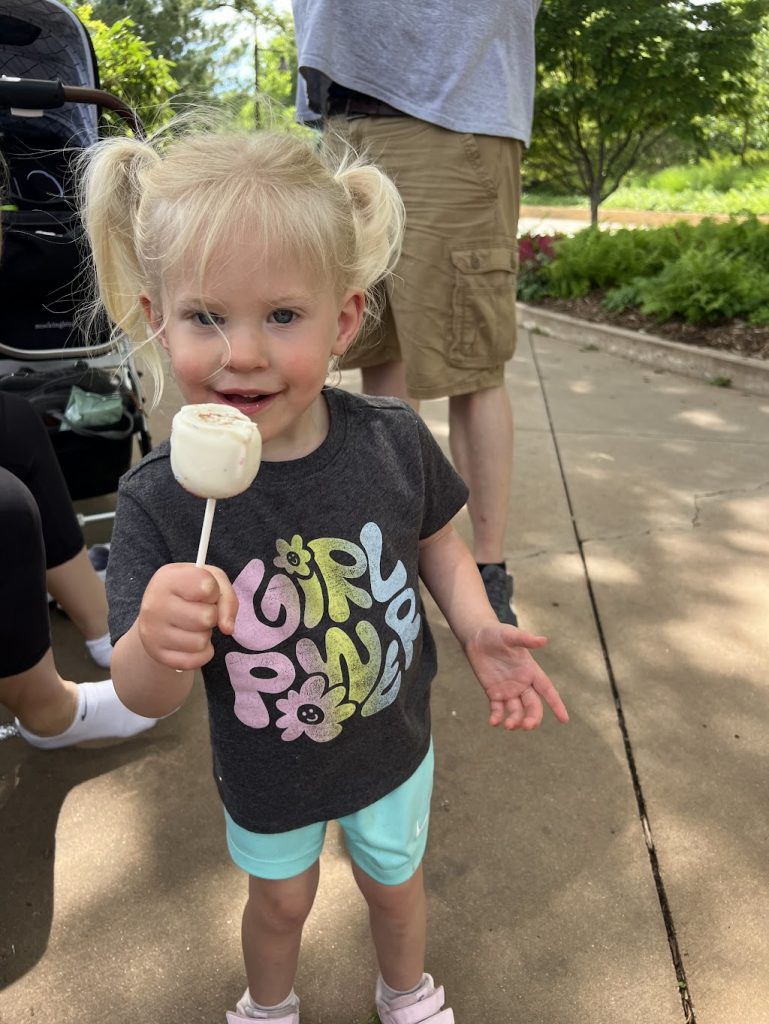 Evie with cake pop